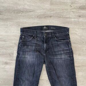 7 For All Mankind Luxe Performance Slimmy Stretch Denim Jeans Black Size 32x29